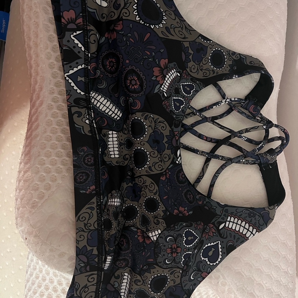 Constantly Varied Gear Skull Print Sports Bra - Black and Purple